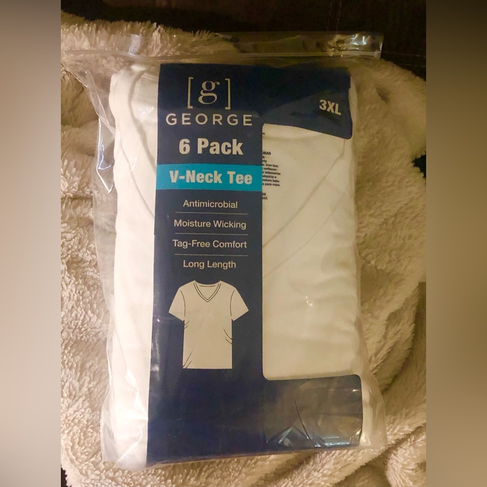 George White V-neck Tees 3XL 6-pack NIB